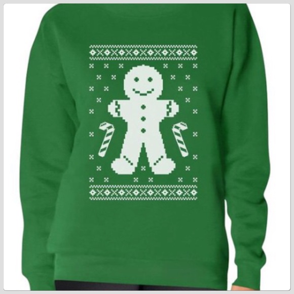 NWT Cute Green Gingerbread Pullover Sweatshirt - Picture 4 of 5